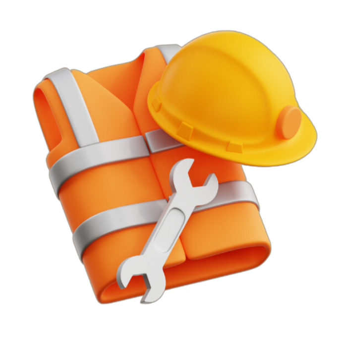 hi vis and tradesman hat with spanner