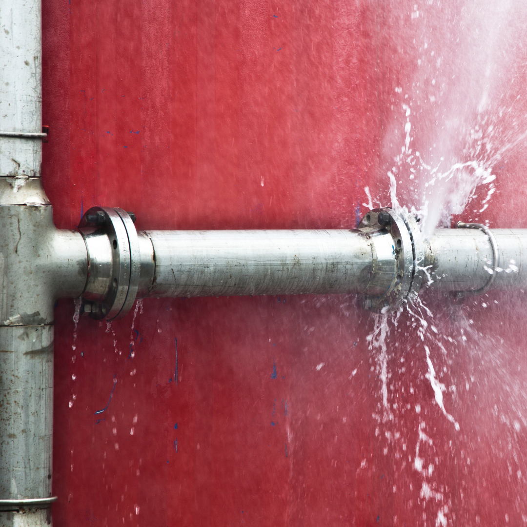 burts pipe in front of red wall