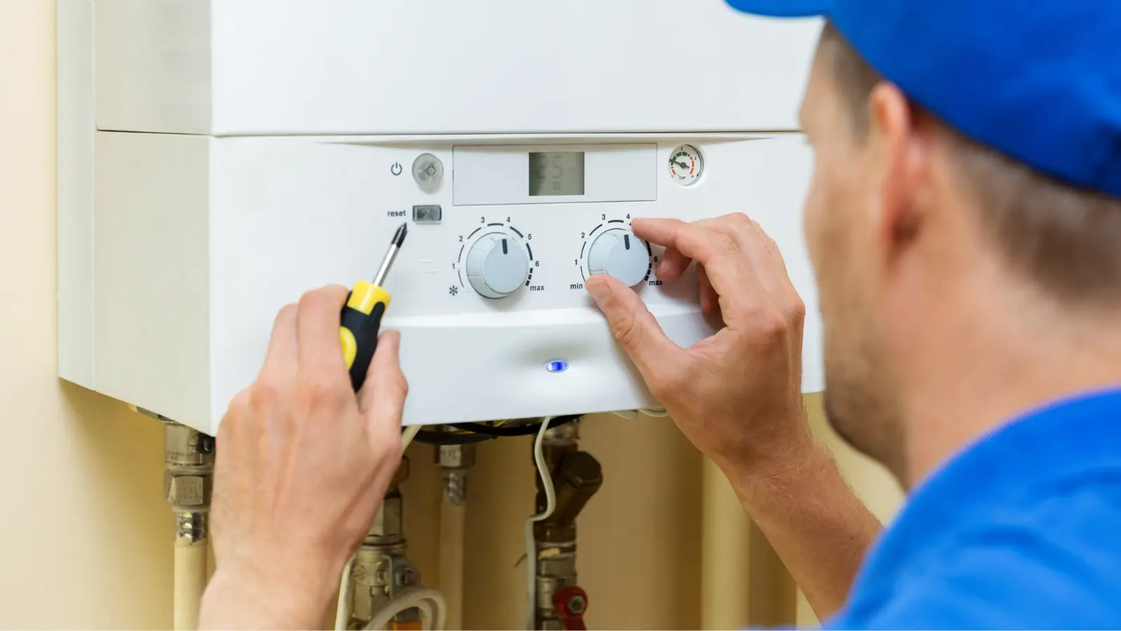 Boiler being installed