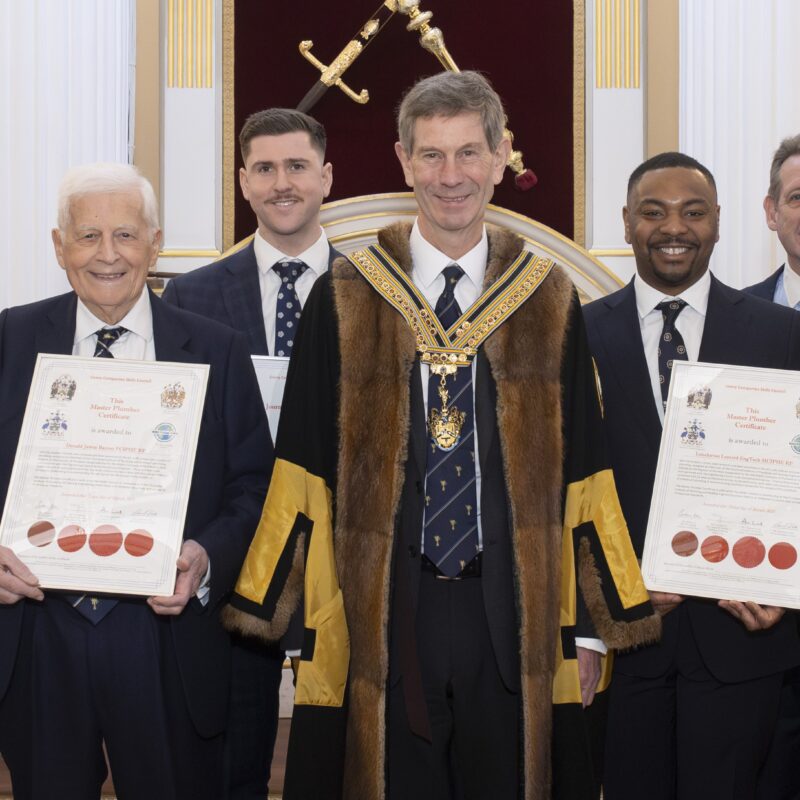 Louchavan Lemard of PH247 receiving his certificate at the Master Plumber Awards 2025.