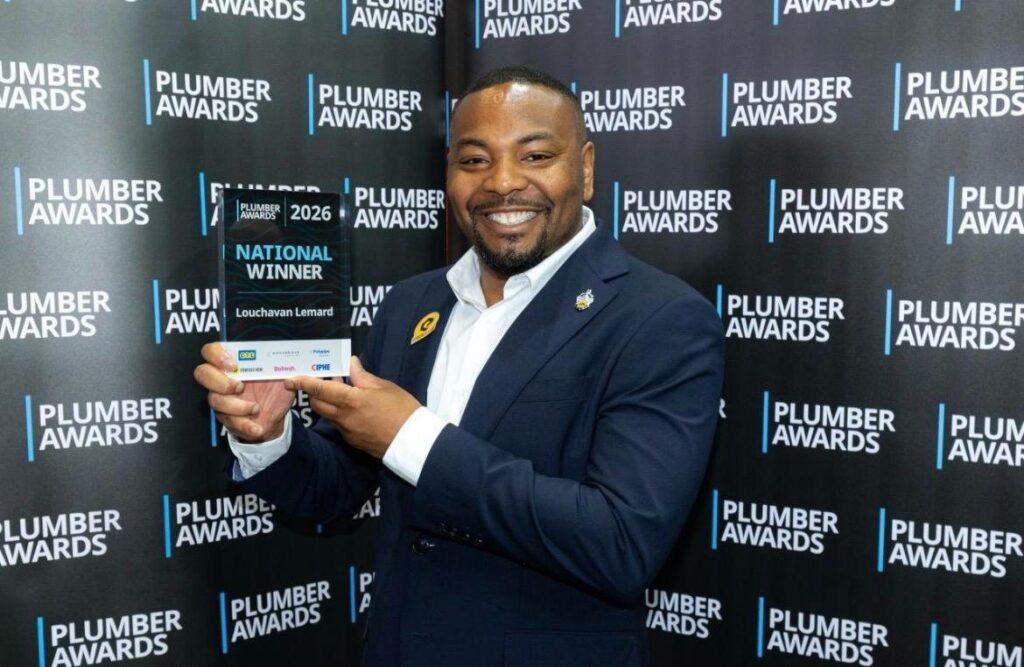 Louchavan Lemard, National Winner, The Plumber Awards 2026 Louchavan Lemard of PH247 holding his National Winner trophy at The Plumber Awards 2026