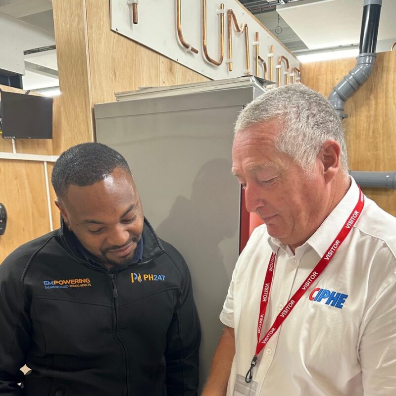 Plumbing students and industry representatives benefiting from equipment donated following the CIPHE World Plumbing Conference 2026.